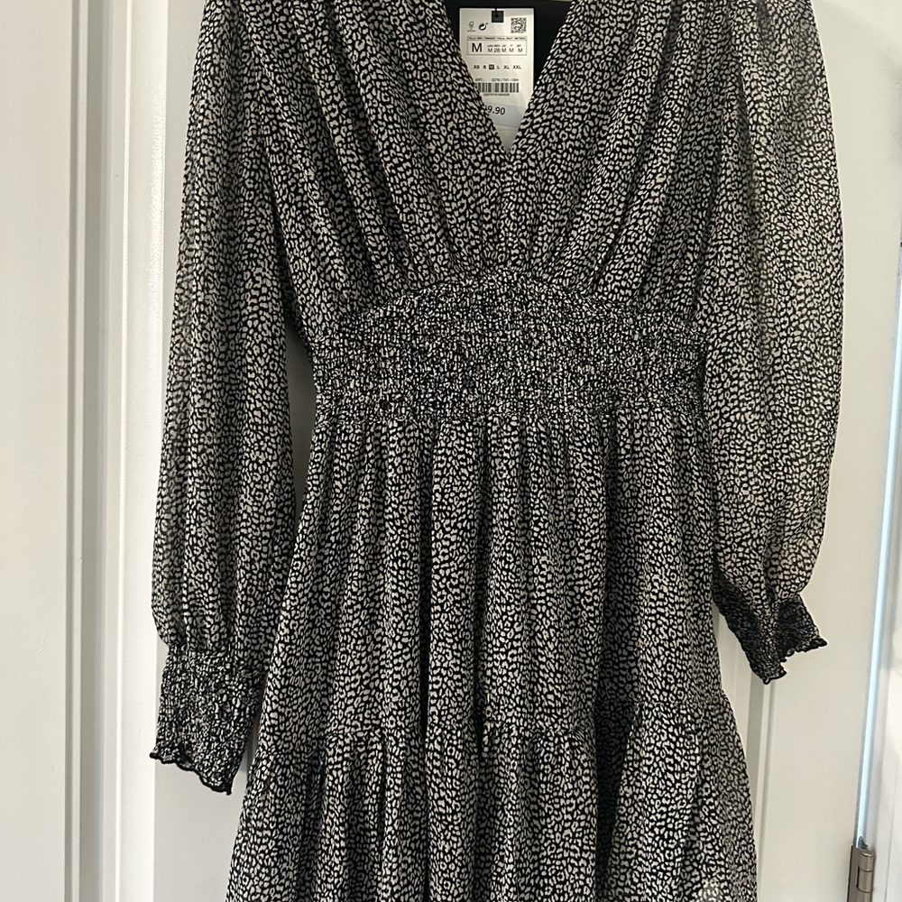 Zara Monochrome Animal Print Blouse